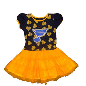 Girls Reebok Dress Size M blue Yellow St. Louis Blues NHL Tutu cheerleading